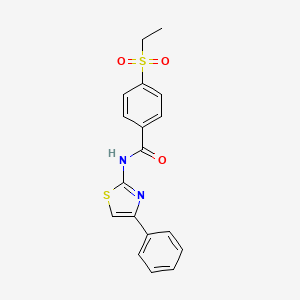 molecular formula C18H16N2O3S2 B2741463 4-(乙基磺酰基)-N-(4-苯基噻唑-2-基)苯甲酰胺 CAS No. 922624-11-1