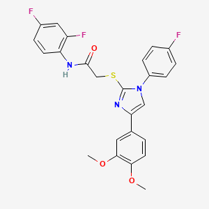 molecular formula C25H20F3N3O3S B2741477 N-(2,4-二氟苯基)-2-[4-(3,4-二甲氧基苯基)-1-(4-氟苯基)咪唑-2-基]硫基乙酰胺 CAS No. 866341-02-8