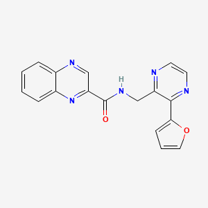 molecular formula C18H13N5O2 B2741493 N-((3-(furan-2-yl)pyrazin-2-yl)methyl)quinoxaline-2-carboxamide CAS No. 2034498-77-4