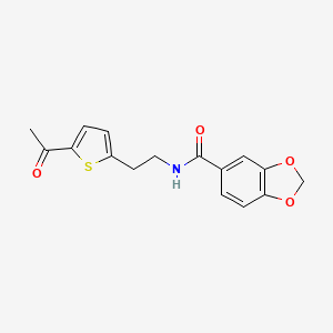 molecular formula C16H15NO4S B2741495 N-(2-(5-acetylthiophen-2-yl)ethyl)benzo[d][1,3]dioxole-5-carboxamide CAS No. 2034347-73-2