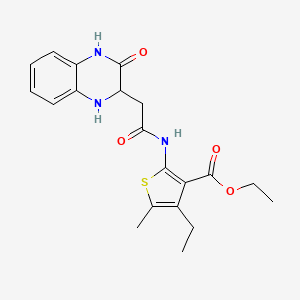 Ethyl 4-ethyl-5-methyl-2-{[(3-oxo-1,2,3,4-tetrahydroquinoxalin-2-yl)acetyl]amino}thiophene-3-carboxylate