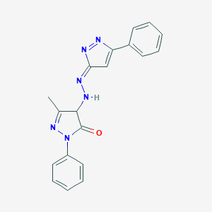 molecular formula C19H16N6O B274151 5-methyl-2-phenyl-4-[(2E)-2-(5-phenylpyrazol-3-ylidene)hydrazinyl]-4H-pyrazol-3-one 