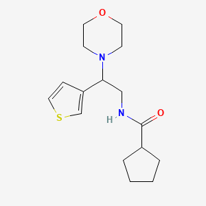 molecular formula C16H24N2O2S B2741520 N-(2-吗啉基-2-(噻吩-3-基)乙基)环戊烷甲酰胺 CAS No. 954692-03-6