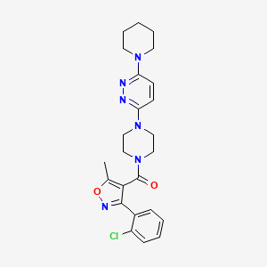 molecular formula C24H27ClN6O2 B2741522 (3-(2-Chlorophenyl)-5-methylisoxazol-4-yl)(4-(6-(piperidin-1-yl)pyridazin-3-yl)piperazin-1-yl)methanone CAS No. 898434-67-8