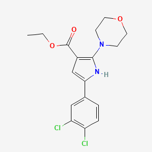 molecular formula C17H18Cl2N2O3 B2741524 ethyl 5-(3,4-dichlorophenyl)-2-morpholino-1H-pyrrole-3-carboxylate CAS No. 338406-26-1