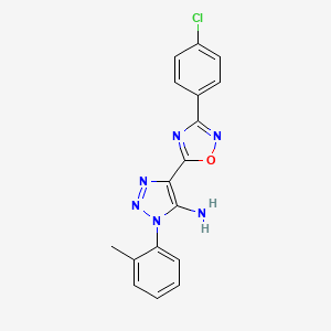 molecular formula C17H13ClN6O B2741526 4-[3-(4-chlorophenyl)-1,2,4-oxadiazol-5-yl]-1-(2-methylphenyl)-1H-1,2,3-triazol-5-amine CAS No. 892776-20-4