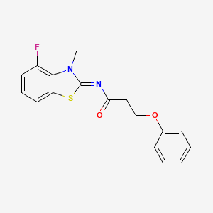 molecular formula C17H15FN2O2S B2741527 N-(4-fluoro-3-methyl-1,3-benzothiazol-2-ylidene)-3-phenoxypropanamide CAS No. 868375-09-1