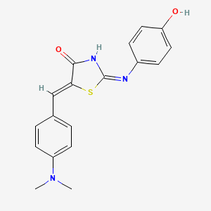 molecular formula C18H17N3O2S B2741534 (2E,5Z)-5-(4-(dimethylamino)benzylidene)-2-((4-hydroxyphenyl)imino)thiazolidin-4-one CAS No. 24045-19-0