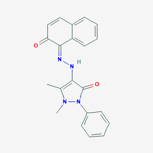 molecular formula C21H18N4O2 B274155 1,5-dimethyl-4-[(2E)-2-(2-oxonaphthalen-1-ylidene)hydrazinyl]-2-phenylpyrazol-3-one 