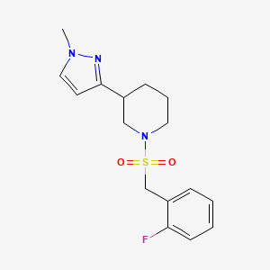 molecular formula C16H20FN3O2S B2741552 1-((2-fluorobenzyl)sulfonyl)-3-(1-methyl-1H-pyrazol-3-yl)piperidine CAS No. 2176269-77-3