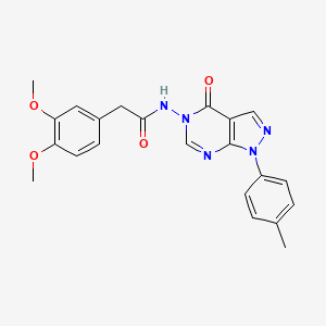 molecular formula C22H21N5O4 B2741557 2-(3,4-二甲氧基苯基)-N-(4-氧代-1-(对甲苯基)-1H-吡唑并[3,4-d]嘧啶-5(4H)-基)乙酰胺 CAS No. 899737-51-0