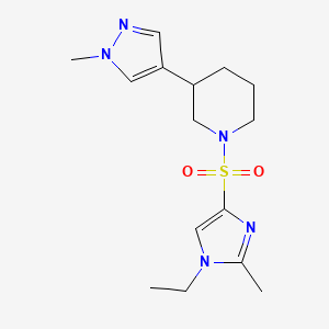 molecular formula C15H23N5O2S B2741563 1-(1-Ethyl-2-methylimidazol-4-yl)sulfonyl-3-(1-methylpyrazol-4-yl)piperidine CAS No. 2320924-46-5