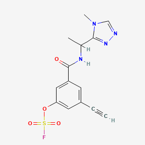 molecular formula C14H13FN4O4S B2741568 3-[1-[(3-Ethynyl-5-fluorosulfonyloxybenzoyl)amino]ethyl]-4-methyl-1,2,4-triazole CAS No. 2418675-32-6