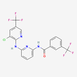 molecular formula C19H11ClF6N4O B2741569 N-(6-{[3-氯-5-(三氟甲基)吡啶-2-基]氨基}吡啶-2-基)-3-(三氟甲基)苯甲酰胺 CAS No. 477869-97-9