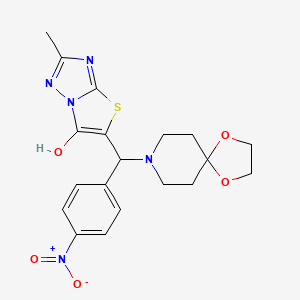 molecular formula C19H21N5O5S B2741570 2-甲基-5-((4-硝基苯基)(1,4-二氧杂-8-氮杂螺[4.5]癸烷-8-基)甲基)噻唑啉-6-醇 CAS No. 851969-14-7
