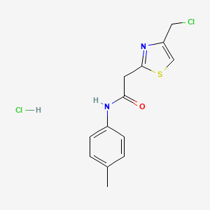 molecular formula C13H14Cl2N2OS B2741575 2-[4-(chloromethyl)-1,3-thiazol-2-yl]-N-(4-methylphenyl)acetamide hydrochloride CAS No. 1049728-22-4
