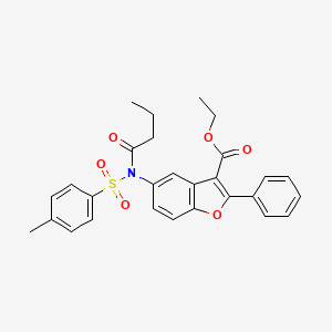 molecular formula C28H27NO6S B2741577 Ethyl 5-{butyryl[(4-methylphenyl)sulfonyl]amino}-2-phenyl-1-benzofuran-3-carboxylate CAS No. 448214-25-3