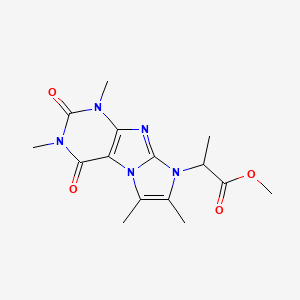 molecular formula C15H19N5O4 B2741582 Methyl 2-(2,4,7,8-tetramethyl-1,3-dioxopurino[7,8-a]imidazol-6-yl)propanoate CAS No. 878421-50-2