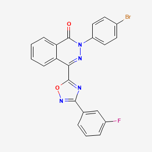 molecular formula C22H12BrFN4O2 B2741604 2-(4-溴苯基)-4-[3-(3-氟苯基)-1,2,4-噁二唑-5-基]邻苯二酮 CAS No. 1291846-48-4