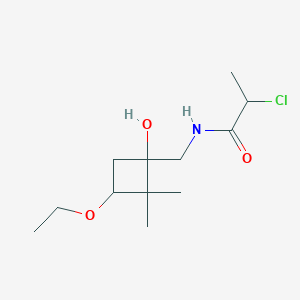 molecular formula C12H22ClNO3 B2741625 2-Chloro-N-[(3-ethoxy-1-hydroxy-2,2-dimethylcyclobutyl)methyl]propanamide CAS No. 2411193-38-7