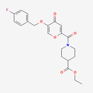 molecular formula C21H22FNO6 B2741629 ethyl 1-(5-((4-fluorobenzyl)oxy)-4-oxo-4H-pyran-2-carbonyl)piperidine-4-carboxylate CAS No. 1021093-49-1