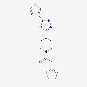 2-(Thiophen-2-yl)-1-(4-(5-(thiophen-3-yl)-1,3,4-oxadiazol-2-yl)piperidin-1-yl)ethanone