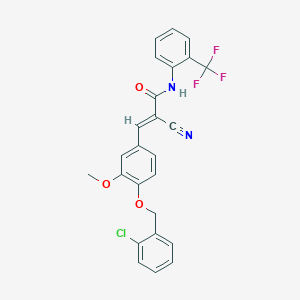 molecular formula C25H18ClF3N2O3 B2741642 (E)-3-[4-[(2-chlorophenyl)methoxy]-3-methoxyphenyl]-2-cyano-N-[2-(trifluoromethyl)phenyl]prop-2-enamide CAS No. 380475-82-1