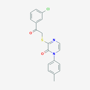 molecular formula C19H15ClN2O2S B2741658 3-((2-(3-chlorophenyl)-2-oxoethyl)thio)-1-(p-tolyl)pyrazin-2(1H)-one CAS No. 946369-62-6