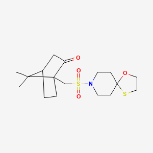 molecular formula C17H27NO4S2 B2741662 1-((1-氧杂-4-硫-8-氮杂螺[4.5]癸烷-8-基磺酰基)甲基)-7,7-二甲基双环[2.2.1]庚烷-2-酮 CAS No. 1797068-10-0