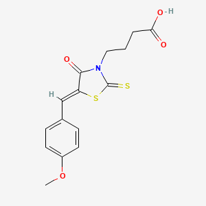 molecular formula C15H15NO4S2 B2741671 4-[(5Z)-5-[(4-methoxyphenyl)methylidene]-4-oxo-2-sulfanylidene-1,3-thiazolidin-3-yl]butanoic acid CAS No. 380569-12-0