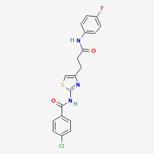 molecular formula C19H15ClFN3O2S B2741676 4-氯-N-(4-(3-((4-氟苯基)氨基)-3-氧代丙基)噻唑-2-基)苯甲酰胺 CAS No. 1021227-80-4