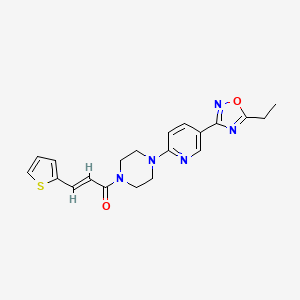 molecular formula C20H21N5O2S B2741690 (E)-1-(4-(5-(5-ethyl-1,2,4-oxadiazol-3-yl)pyridin-2-yl)piperazin-1-yl)-3-(thiophen-2-yl)prop-2-en-1-one CAS No. 1396890-39-3