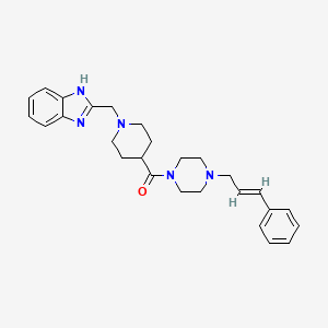 molecular formula C27H33N5O B2741691 (E)-(1-((1H-benzo[d]imidazol-2-yl)methyl)piperidin-4-yl)(4-cinnamylpiperazin-1-yl)methanone CAS No. 1235704-68-3