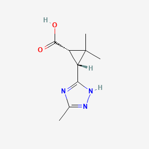molecular formula C9H13N3O2 B2741696 (1S,3R)-2,2-Dimethyl-3-(5-methyl-1H-1,2,4-triazol-3-yl)cyclopropane-1-carboxylic acid CAS No. 2375250-60-3