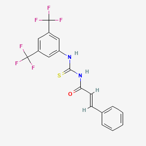 molecular formula C18H12F6N2OS B2741709 (E)-N-[[3,5-bis(trifluoromethyl)phenyl]carbamothioyl]-3-phenylprop-2-enamide CAS No. 1089321-81-2