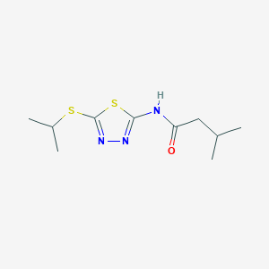 molecular formula C10H17N3OS2 B2741726 N-(5-(isopropylthio)-1,3,4-thiadiazol-2-yl)-3-methylbutanamide CAS No. 393565-24-7