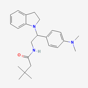 molecular formula C24H33N3O B2741732 N-(2-(4-(二甲基氨基)苯基)-2-(吲哚啉-1-基)乙基)-3,3-二甲基丁酰胺 CAS No. 1005305-44-1