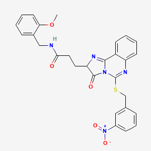 molecular formula C28H25N5O5S B2741734 N-[(2-methoxyphenyl)methyl]-3-(5-{[(3-nitrophenyl)methyl]sulfanyl}-3-oxo-2H,3H-imidazo[1,2-c]quinazolin-2-yl)propanamide CAS No. 1043868-21-8