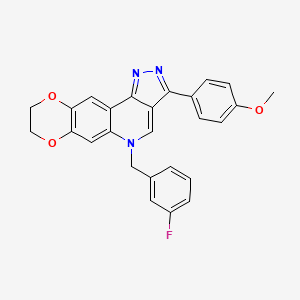 molecular formula C26H20FN3O3 B2741739 5-(3-fluorobenzyl)-3-(4-methoxyphenyl)-8,9-dihydro-5H-[1,4]dioxino[2,3-g]pyrazolo[4,3-c]quinoline CAS No. 866810-97-1