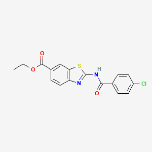 molecular formula C17H13ClN2O3S B2741744 Ethyl 2-(4-chlorobenzamido)benzo[d]thiazole-6-carboxylate CAS No. 888409-51-6