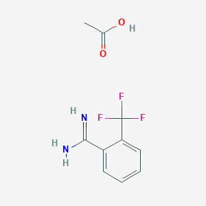 molecular formula C10H11F3N2O2 B2741747 2-(Trifluoromethyl)benzene-1-carboximidamide, acetic acid CAS No. 1955498-16-4