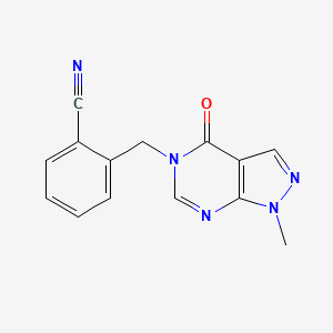 2-[(1-methyl-4-oxo-1,4-dihydro-5H-pyrazolo[3,4-d]pyrimidin-5-yl)methyl]benzonitrile