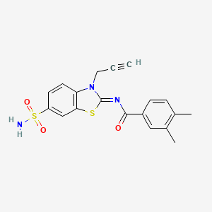 molecular formula C19H17N3O3S2 B2741770 (Z)-3,4-dimethyl-N-(3-(prop-2-yn-1-yl)-6-sulfamoylbenzo[d]thiazol-2(3H)-ylidene)benzamide CAS No. 887203-23-8