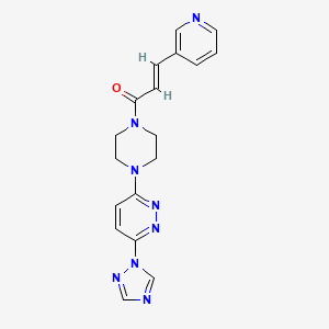 molecular formula C18H18N8O B2741775 (E)-1-(4-(6-(1H-1,2,4-triazol-1-yl)pyridazin-3-yl)piperazin-1-yl)-3-(pyridin-3-yl)prop-2-en-1-one CAS No. 1798401-53-2