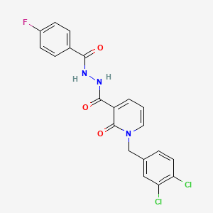 molecular formula C20H14Cl2FN3O3 B2741779 1-(3,4-dichlorobenzyl)-N'-(4-fluorobenzoyl)-2-oxo-1,2-dihydropyridine-3-carbohydrazide CAS No. 1105243-42-2