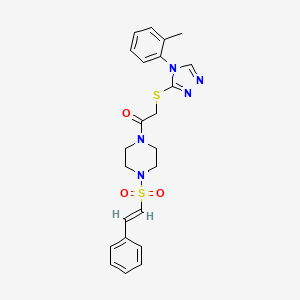 molecular formula C23H25N5O3S2 B2741798 2-[[4-(2-methylphenyl)-1,2,4-triazol-3-yl]sulfanyl]-1-[4-[(E)-2-phenylethenyl]sulfonylpiperazin-1-yl]ethanone CAS No. 925408-38-4