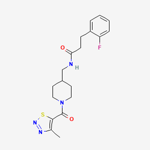 3-(2-fluorophenyl)-N-((1-(4-methyl-1,2,3-thiadiazole-5-carbonyl)piperidin-4-yl)methyl)propanamide