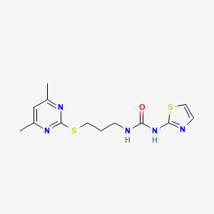 molecular formula C13H17N5OS2 B2741811 1-(3-((4,6-Dimethylpyrimidin-2-yl)thio)propyl)-3-(thiazol-2-yl)urea CAS No. 899741-02-7