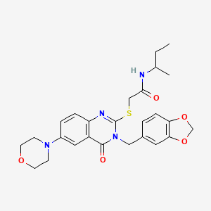 molecular formula C26H30N4O5S B2741819 2-[3-(1,3-benzodioxol-5-ylmethyl)-6-morpholin-4-yl-4-oxoquinazolin-2-yl]sulfanyl-N-butan-2-ylacetamide CAS No. 896683-63-9