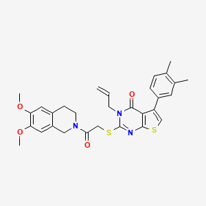 molecular formula C30H31N3O4S2 B2741832 3-allyl-2-((2-(6,7-dimethoxy-3,4-dihydroisoquinolin-2(1H)-yl)-2-oxoethyl)thio)-5-(3,4-dimethylphenyl)thieno[2,3-d]pyrimidin-4(3H)-one CAS No. 727688-92-8